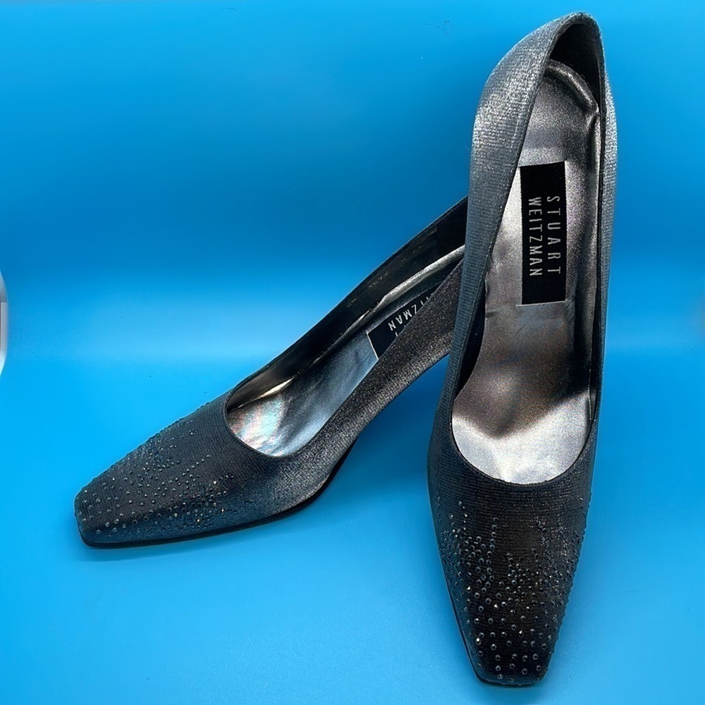 Stuart Weitzman Pewter Matte Lame Explosion Pumps